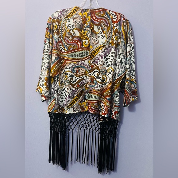 ADORE Paisley Fringe Kimono in Multi-Color - Picture 2 of 3